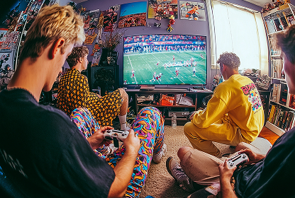 Подросток играет в компьютерные игры